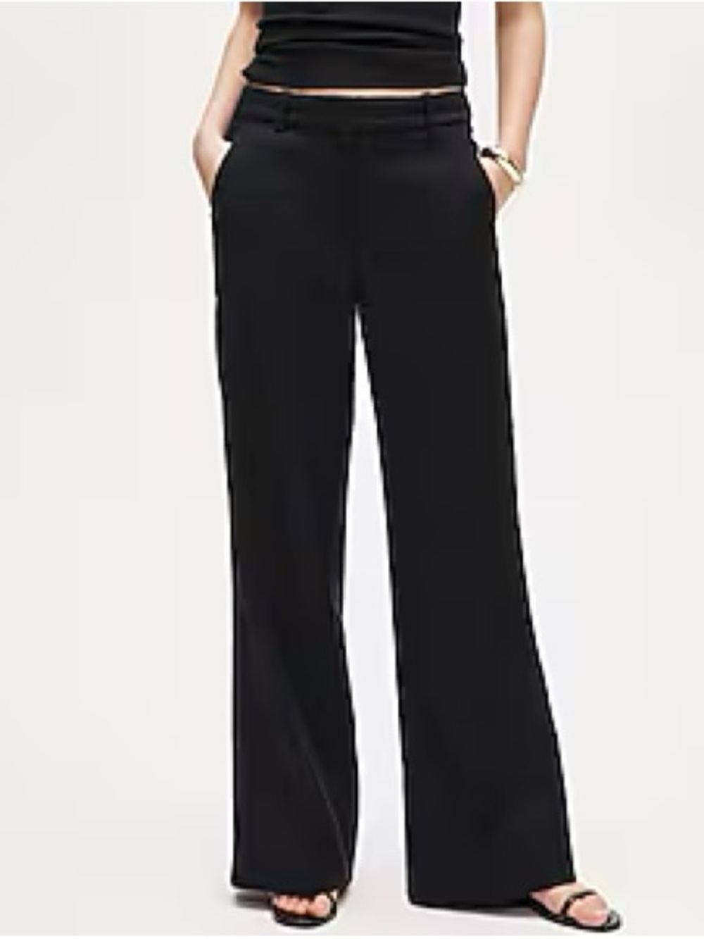 J.Crew Carolina Stretch Linen Blend Women's Black Wide-Leg Pants - Picture 3 of 3